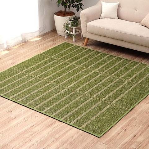 シンプルなボーダー柄のい草ラグ シルフ