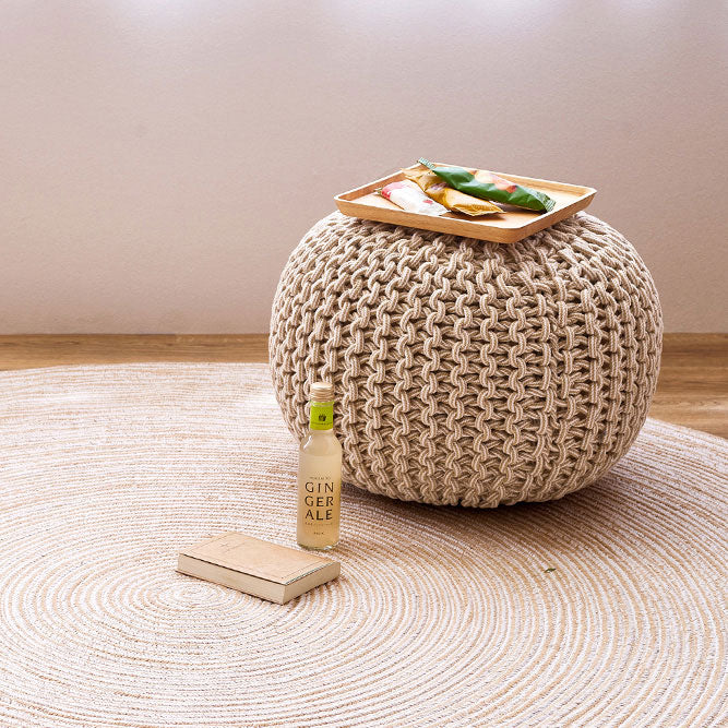 インド綿100%編み込みスツール コットンプフ