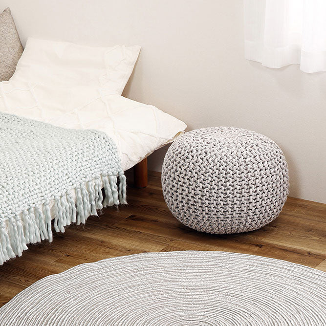 インド綿100%編み込みスツール コットンプフ