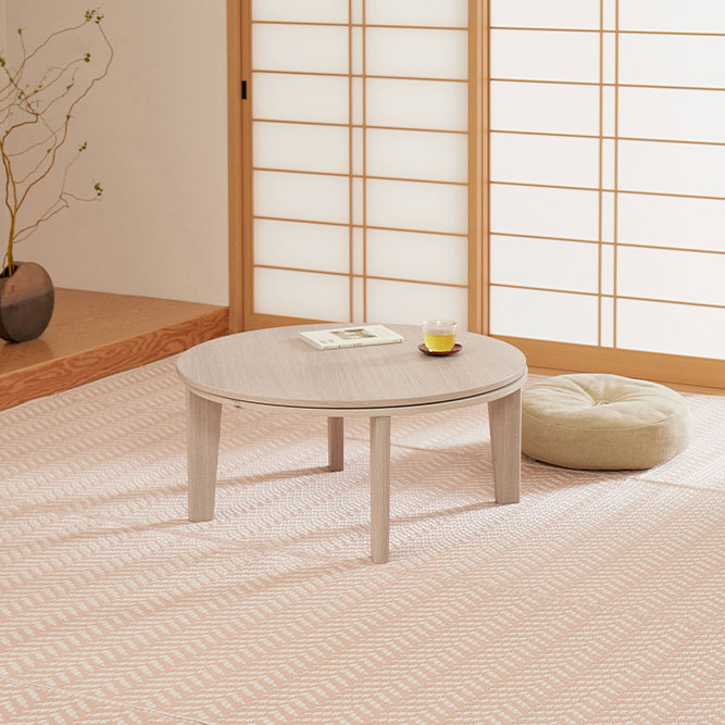 パステルカラーがかわいい洗えるい草風カーペット パスラッシュ 江戸間サイズ