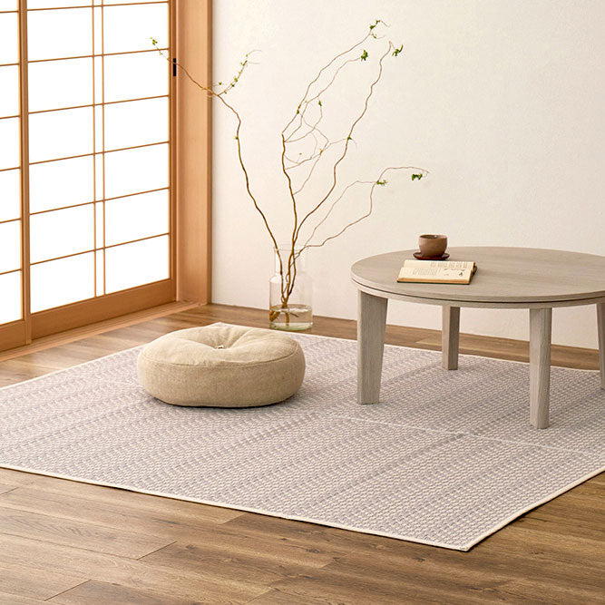 パステルカラーがかわいい洗えるい草風カーペット パスラッシュ 江戸間サイズ