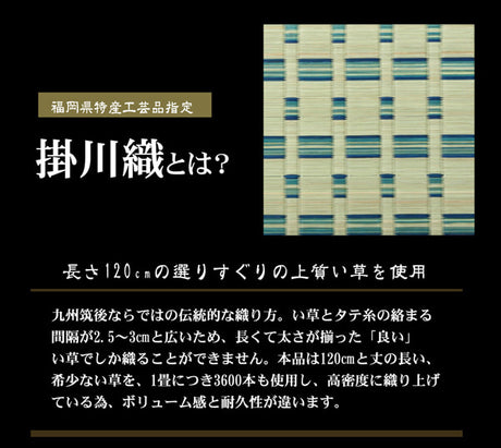 い草敷物の中でも高級品とされる「掛川織り」のカーペット 雲仙 江戸間サイズ