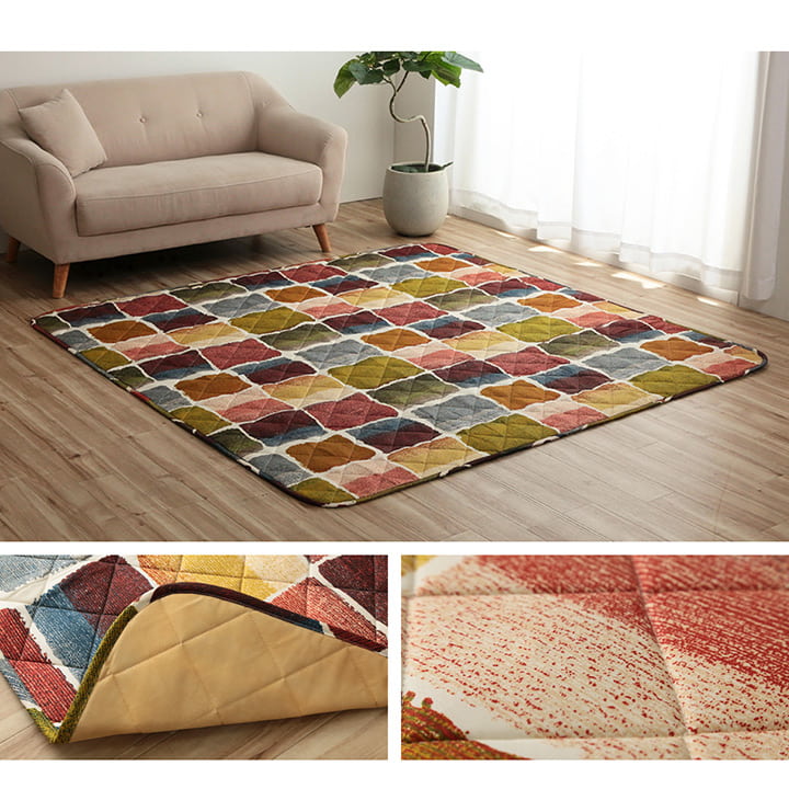 掛敷セット】パッチワーク風デザインのこたつ布団掛敷セット ムーブ