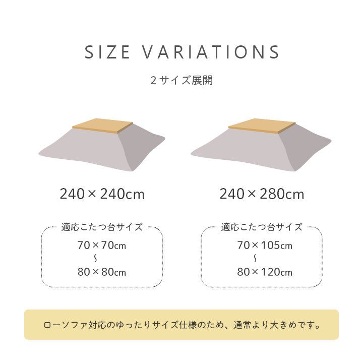 ギャベ柄のこたつ掛け布団 レスタ ローソファ対応のゆったり幅こたつ布団