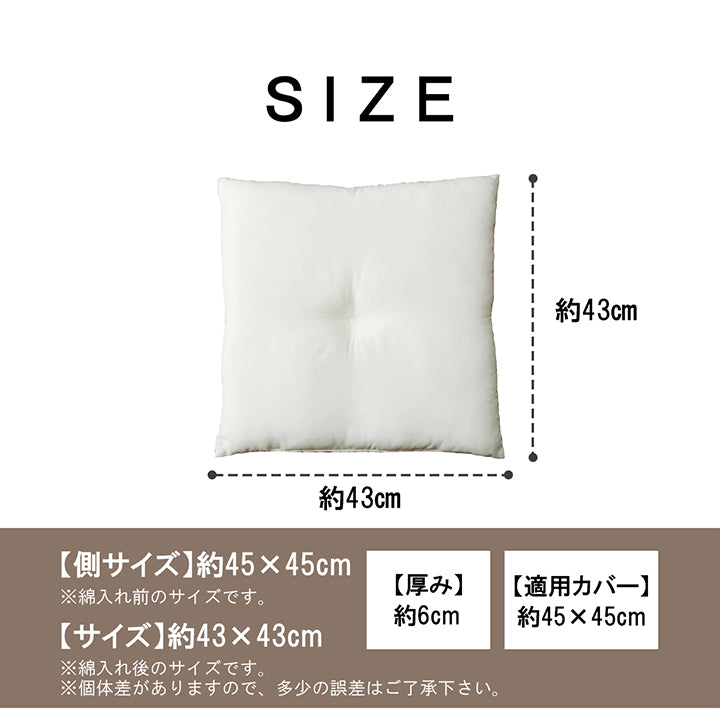 国産のヌードクッションシート 45×45cm(2枚組)