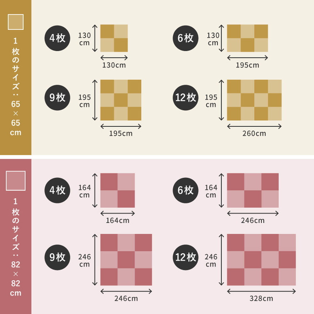 軽くて便利な置き畳 隙間スペースを有効活用 四季 同色セット 約82×82×1.5cm