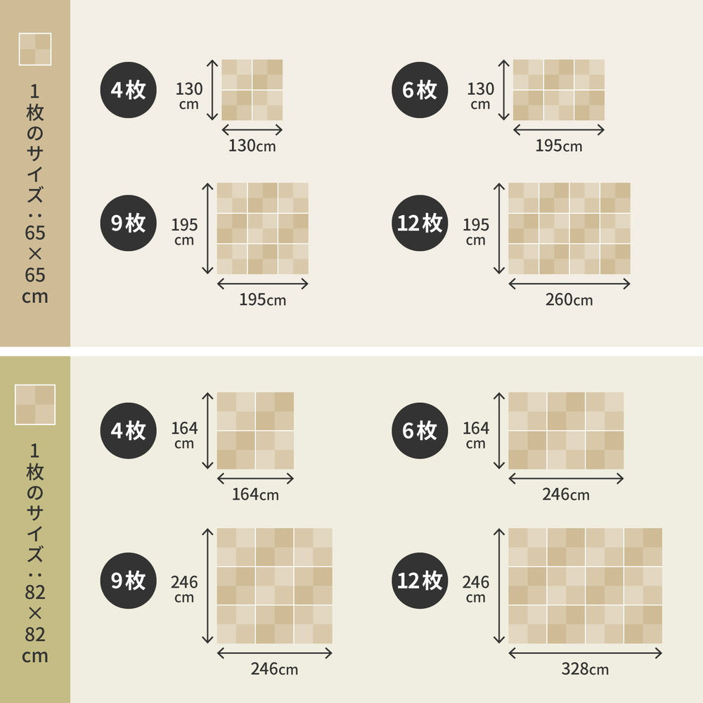 水や汚れに強い置き畳 キッズ向けのプレイマットからシニアのお昼寝 市松模様 約82×82×2.5cm