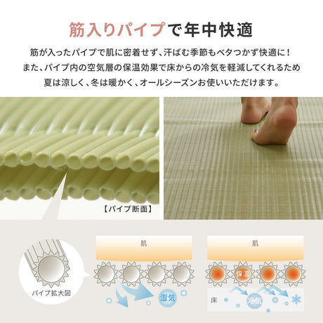 い草のような自然な風合いで丈夫で長持ち洗えるい草風カーペット 四条 江戸間サイズ