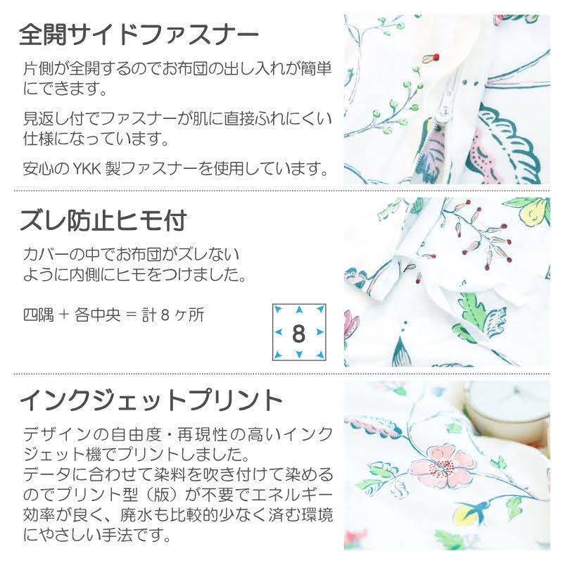 英国調の更紗風プリント リザ コンフォーターカバー【Fab the Home】