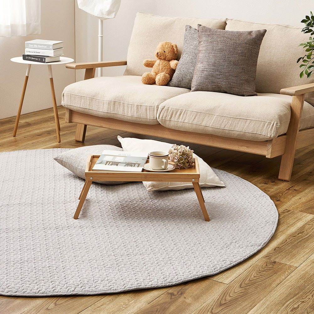 イブル 綿100％の洗えるラグ マルチカバーやベッドカバーとしても使える 円形