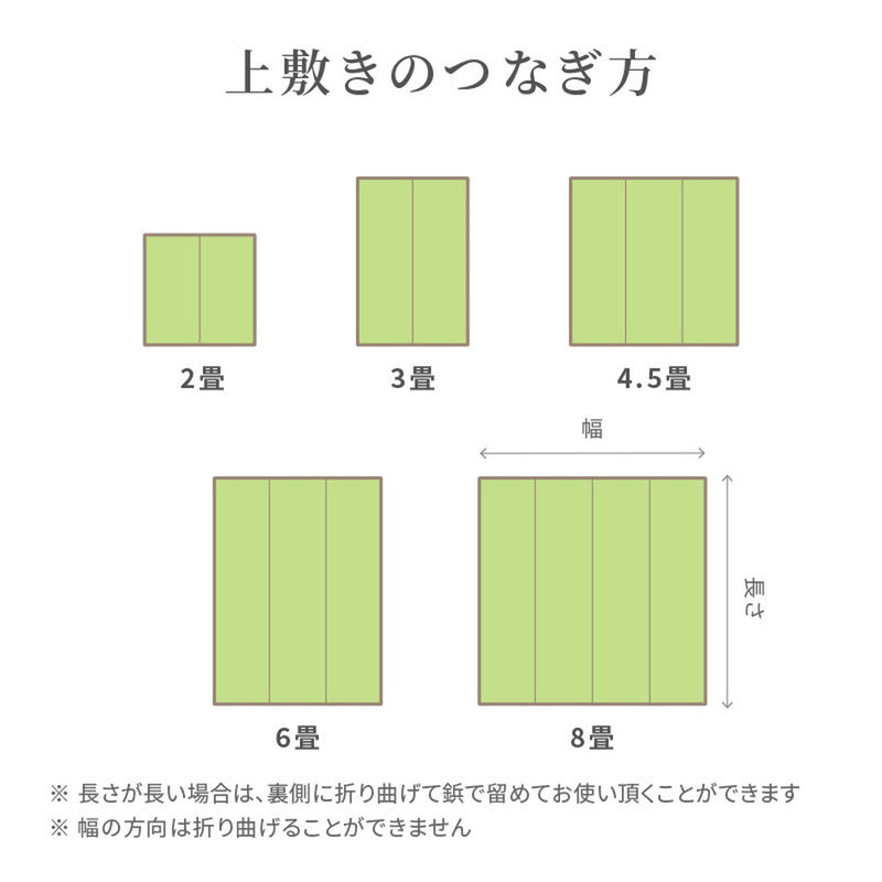 敷き詰めサイズのござカーペット 若月 本間サイズ 濃いめの染めい草を使った和モダン 上敷き  裏貼りなし
