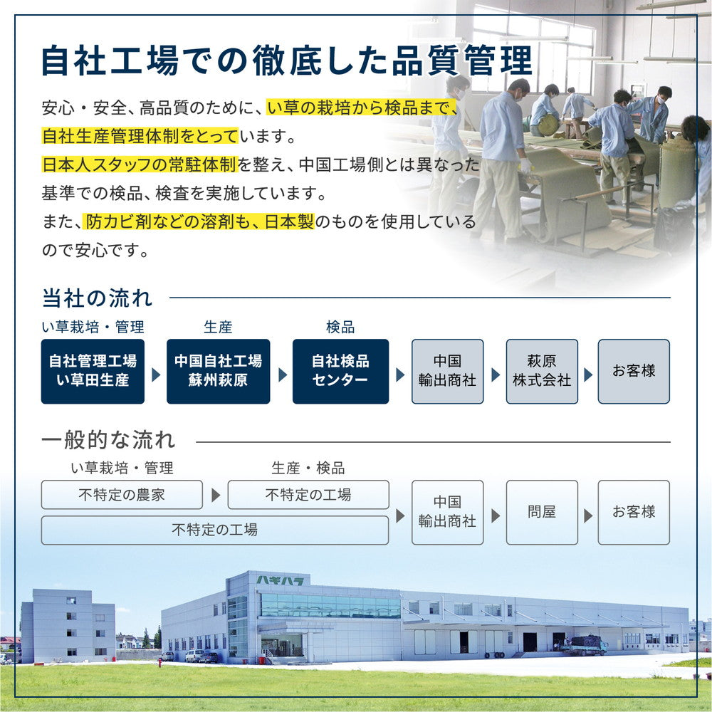 敷き詰めサイズのござカーペット 若月 江戸間サイズ 裏貼り 濃いめの染めい草を使った和モダン