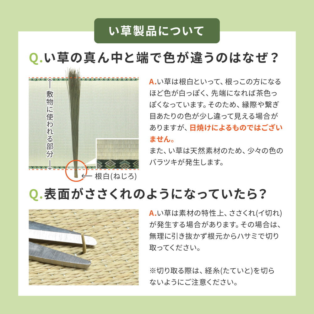 敷き詰めサイズのござカーペット 若月 江戸間サイズ 濃いめの染めい草を使った和モダン 裏貼りなし