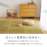 伝統的な和柄に北欧風カラーを掛け合わせた和モダンない草ラグ（裏貼り）　晴市松 はれいちまつ