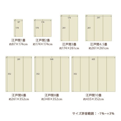水洗いできるい草風カーペット 両面使えるリバーシブル仕様 ミーサ 江戸間サイズ