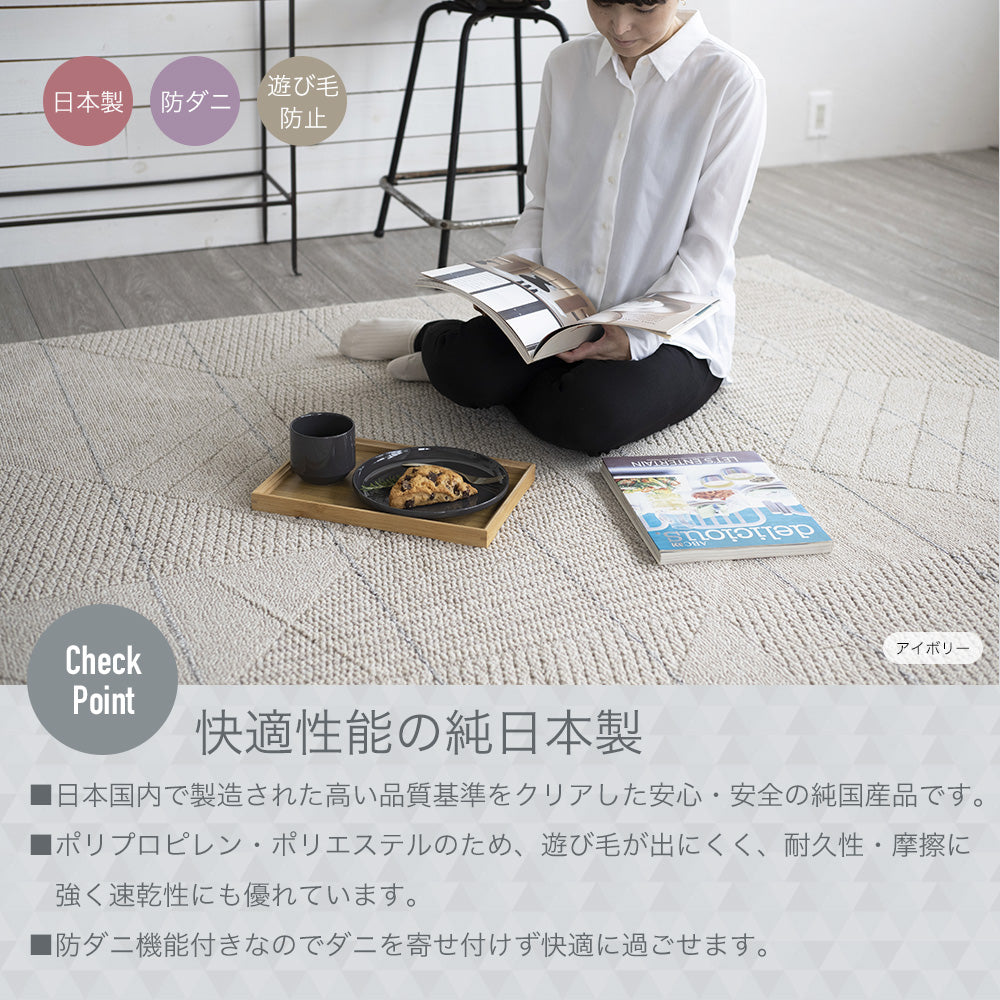 ジオメトリック柄を単色で表現した洗えるラグ Atre - アトレ – Good Decors