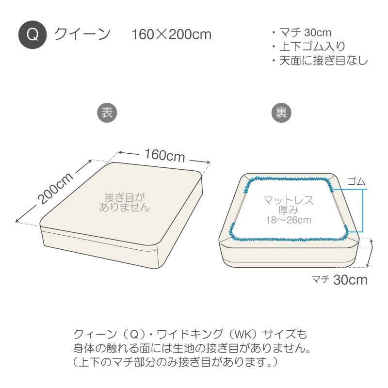 綿100%ボックスシーツ ソリッド クイーン なめらかで張りのある触り心地【Fab the Home】