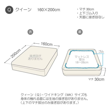 サラッとして快適なガーゼボックスシーツ クイーン ダブルガーゼ なめらかな風合いが心地よい【Fab the Home】