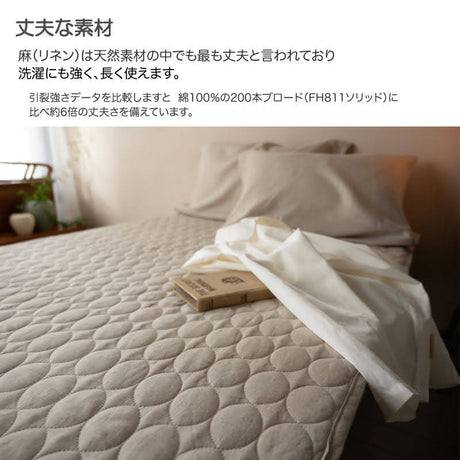 上質なリネン麻の敷きパッド ファインリネン ワンウォッシュ シングル【Fab the Home】