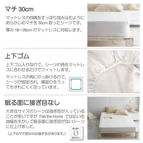 さらりとやさしいリネンミックス one-wash ボックスシーツ ワイドキング【Fab the Home】