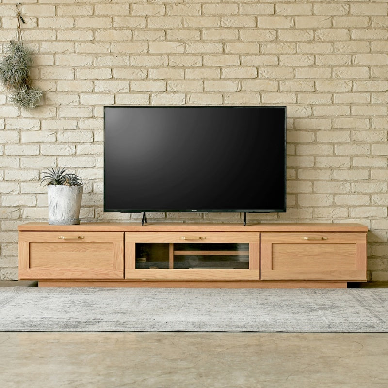テレビボード 幅180cm オーク無垢材×真鍮ハンドルのローボード