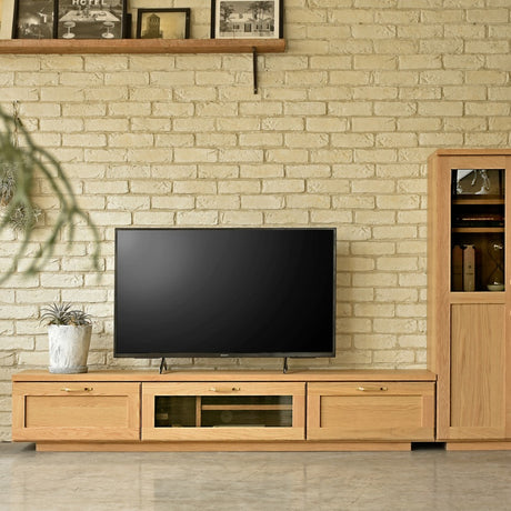 テレビボード 幅180cm オーク無垢材×真鍮ハンドルのローボード