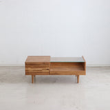 リビングテーブル 見せる収納と隠す収納でリビングすっきり 木の表情を楽しむセンターテーブル