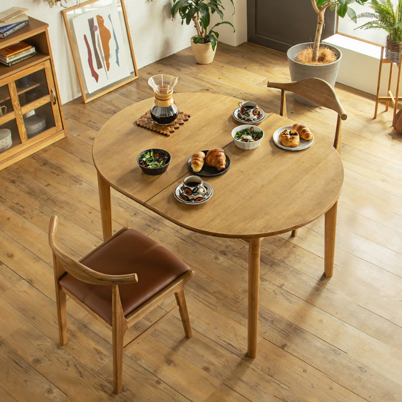 ダイニングテーブル 2人の寛ぎから4人の団欒まで 暮らしに合わせて広がる伸長式オーバル 幅120～150cm