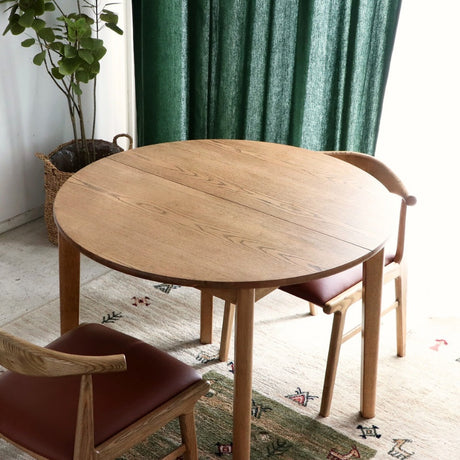 ダイニングテーブル 丸から楕円へ自在に変化 使う人数に合わせて形を変える伸長式 幅90～120cm