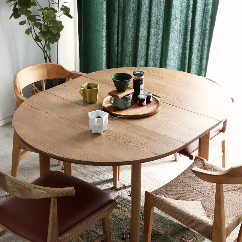 ダイニングテーブル 丸から楕円へ自在に変化 使う人数に合わせて形を変える伸長式 幅90～120cm