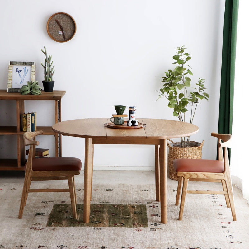 ダイニングテーブル 丸から楕円へ自在に変化 使う人数に合わせて形を変える伸長式 幅90～120cm