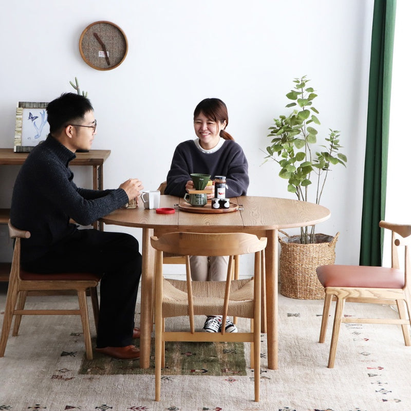 ダイニングテーブル 丸から楕円へ自在に変化 使う人数に合わせて形を変える伸長式 幅90～120cm