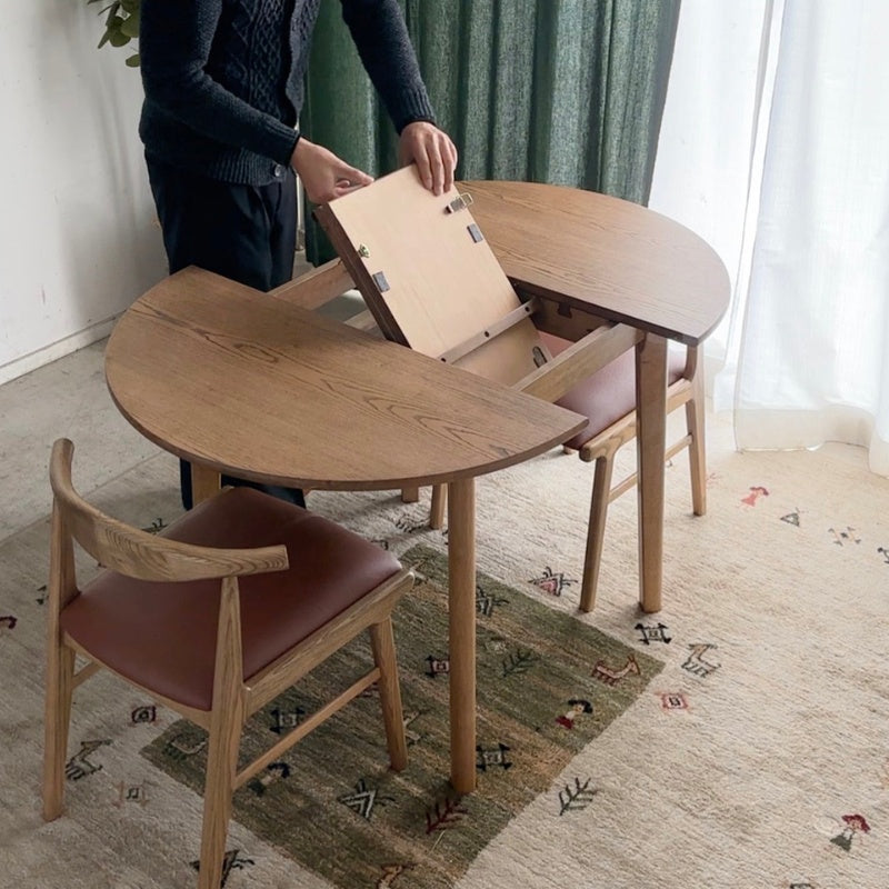 ダイニングテーブル 丸から楕円へ自在に変化 使う人数に合わせて形を変える伸長式 幅90～120cm