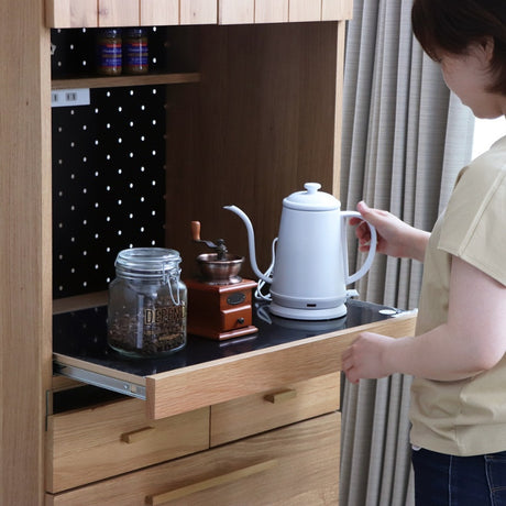 キッチンキャビネット 幅70cm コンセント付き・日本製のモダンナチュラル食器棚