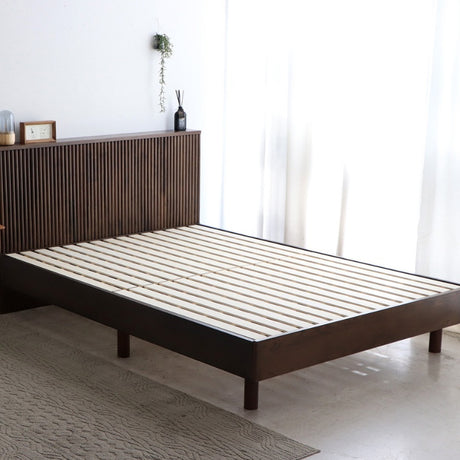 ベッドフレーム 3サイズ展開｜格子ヘッド×天然木で寝室を上質に整える シングル～ダブル