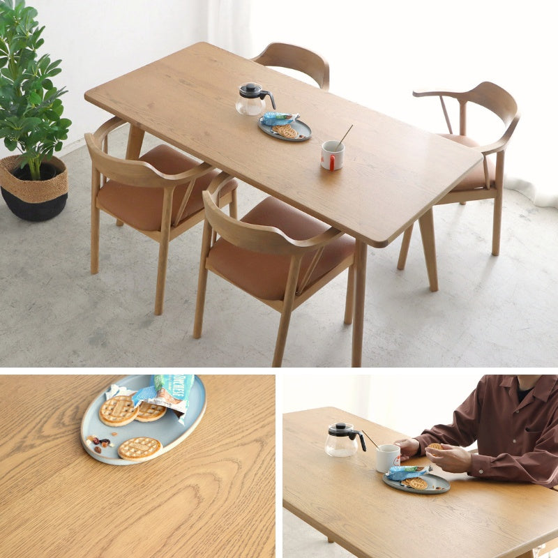 ダイニングテーブル 角丸デザインでお子様も安心 オーク材の温もりが家族を包む
