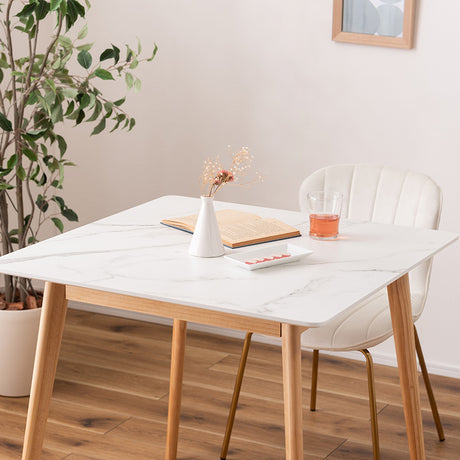 コンパクトダイニングテーブル 大理石調 80cm