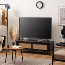 天然ラタンを使用したブラックカラーのTVボード 幅120cm