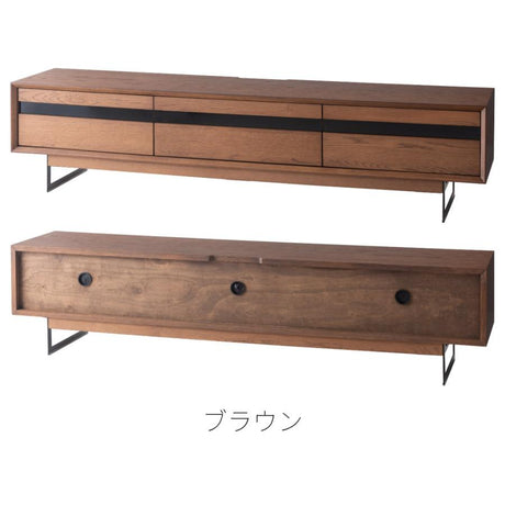 テレビボード 幅180cm ハイ・ロー2WAY スチール脚 オーク調