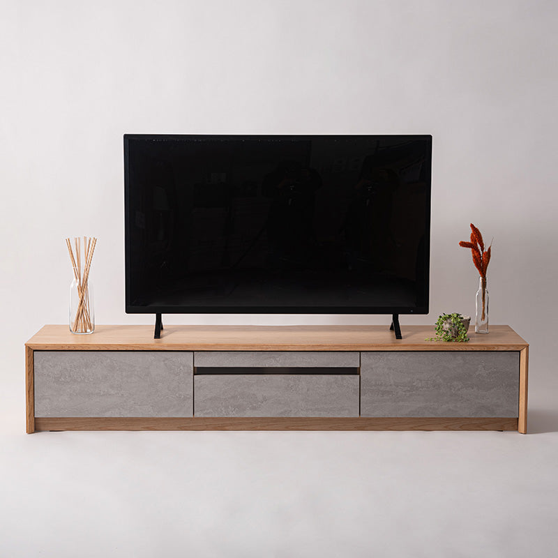 ローボード 幅180cm 天然木アッシュ 石目調デザイン