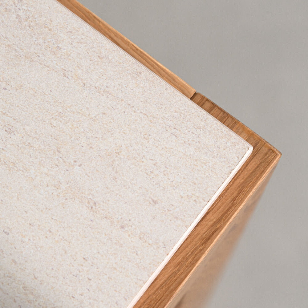 【開梱設置配送】ダイニングテーブル オークの木目を活かしたフレームと石目調の天板