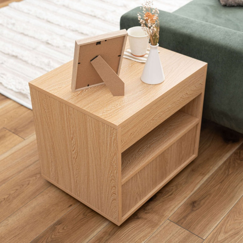 サイドチェスト 引き出し2段 オープン収納付き 幅50cm