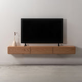 壁掛けテレビボード 幅180cm 木目が美しいオーク材のフロート収納 要施工