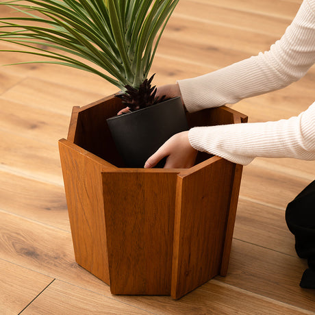植物を鉢のまま入れるだけウッドプランターS