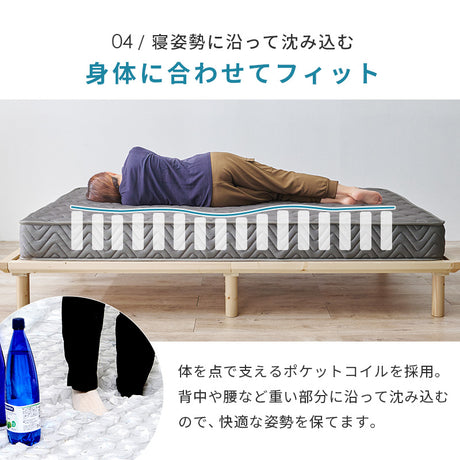 ポケットコイルマットレス 全面メッシュで蒸れにくく朝まで快適 両面使える高耐久設計 シングル～セミダブル
