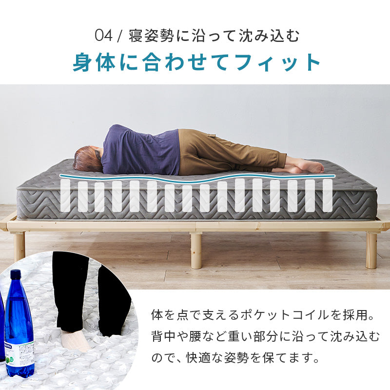 ポケットコイルマットレス 全面メッシュで蒸れにくく朝まで快適 両面使える高耐久設計 シングル～セミダブル