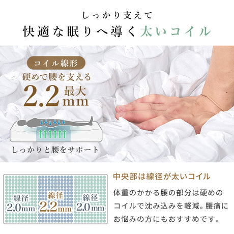 マットレス ポケットコイルと極厚クッションが体圧を分散 毎日を癒やす最高級の眠りへ シングル～ダブル
