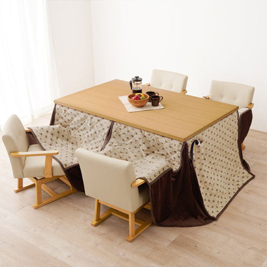 ダイニングテーブル・チェア・こたつ布団6点セット 幅150cm 高さ6段階