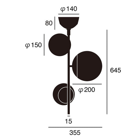 ガラスグローブを使用したシーリングライト Bliss vertical3-ceiling light