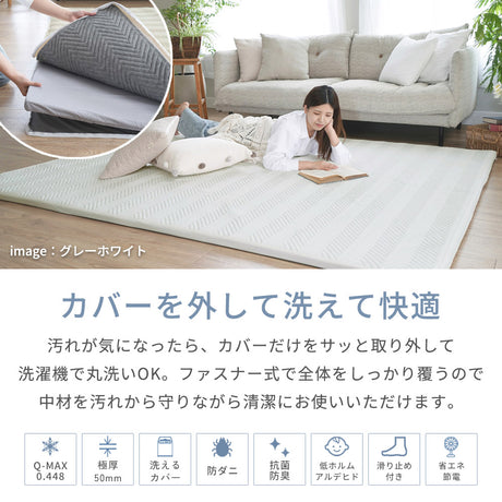 接触冷感でひんやり カバーを外して洗えるラグ